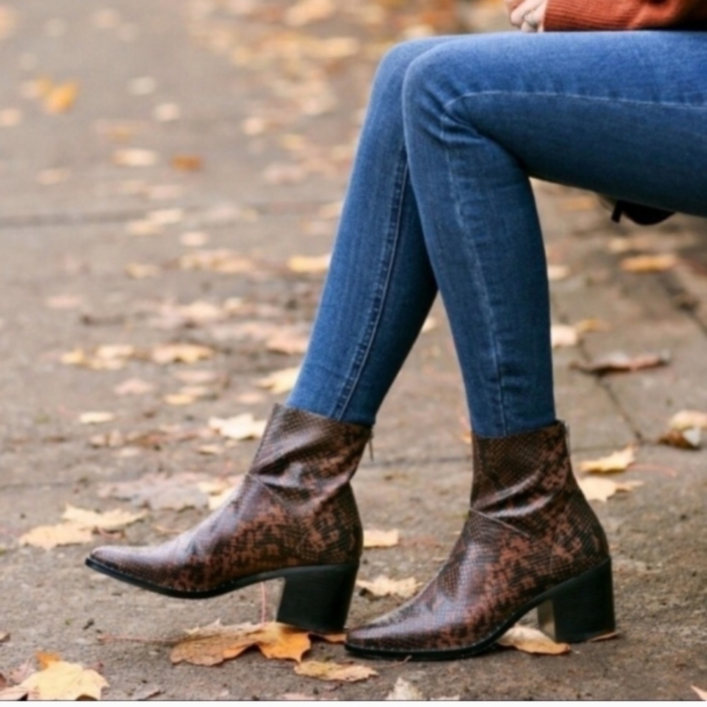 Treasure & Bond Farrah brown vegan faux leather snake print boots